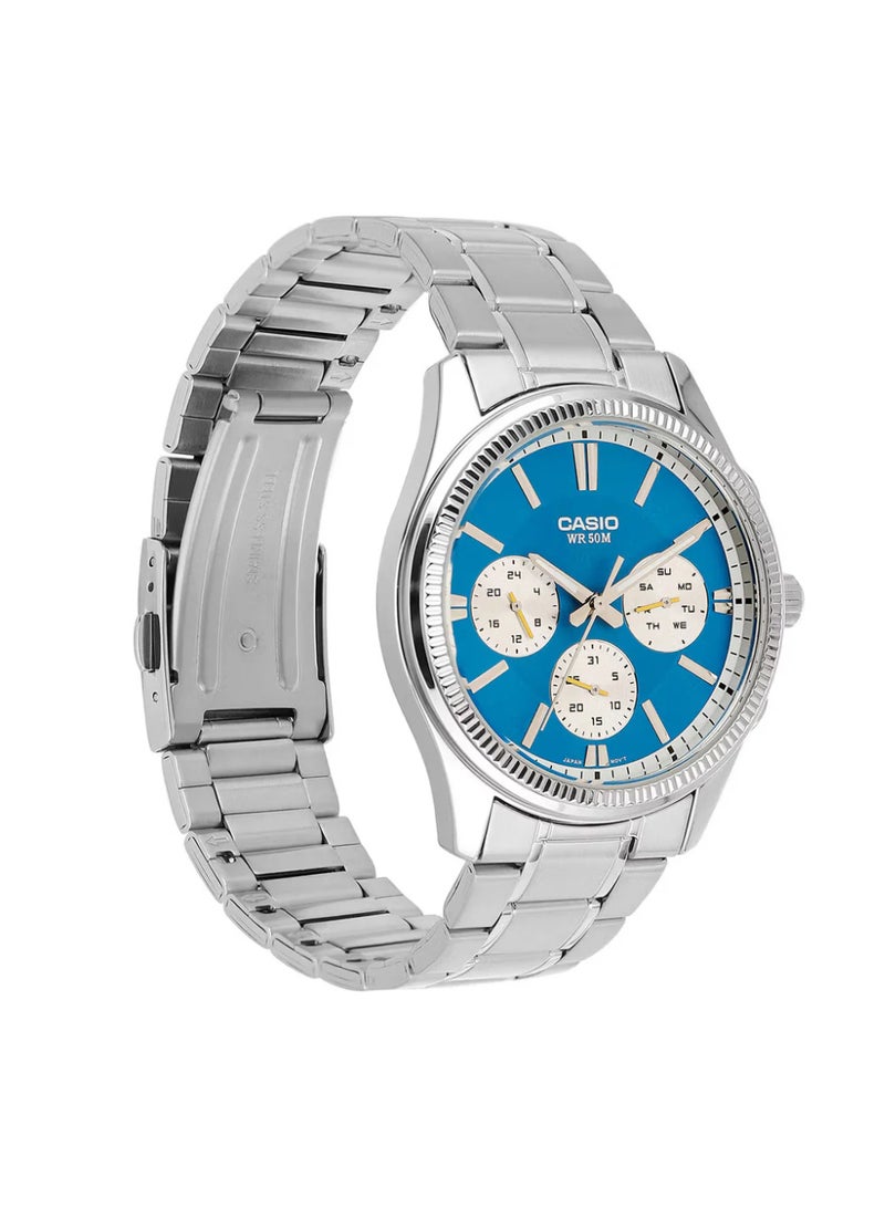 CASIO Mens Blue Dial Silver Band Watch MTP-1375D-2A2VDF - Image 2